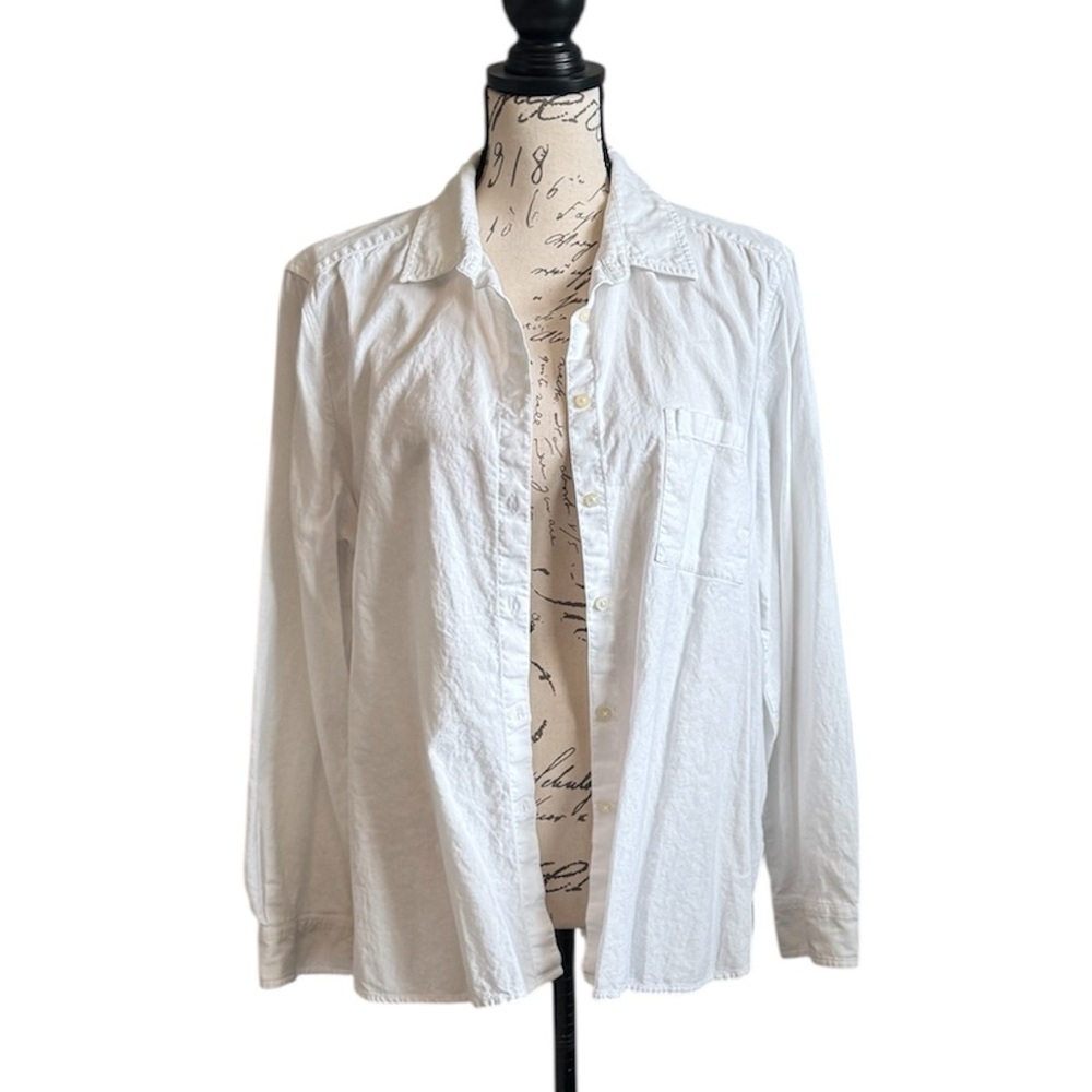 LOFT Linen Blend Everyday Oversized Pocket Button Down Shirt